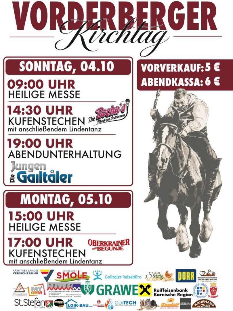 Vorderberger Kirchtag: Mann auf Pferd bei Veranstaltung in Österreich