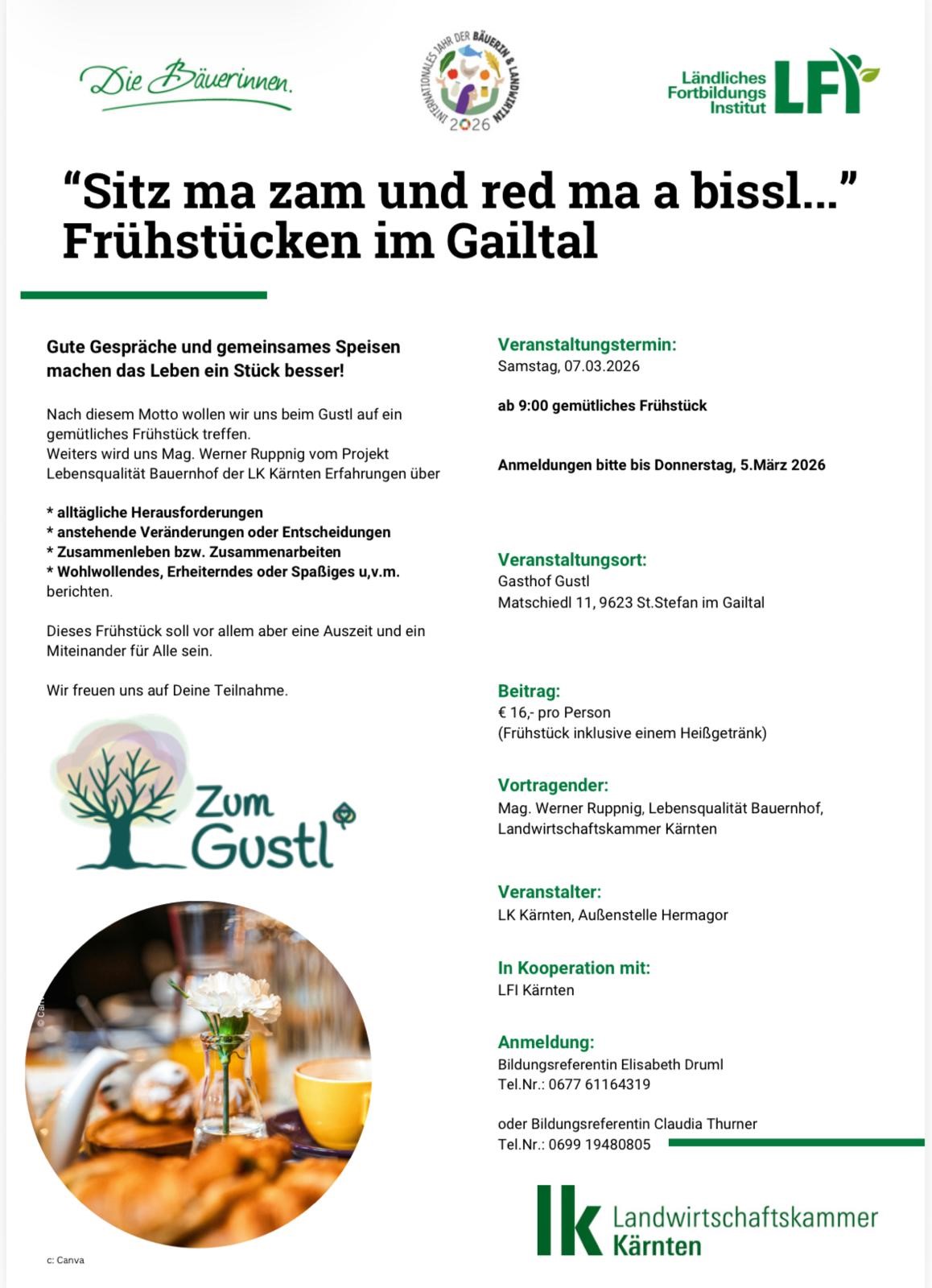 "Sitz ma zam und red ma a bissl..." Frühstücken im Gailtal "Sitz ma zam und red ma a bissl..." Frühstücken im Gailtal