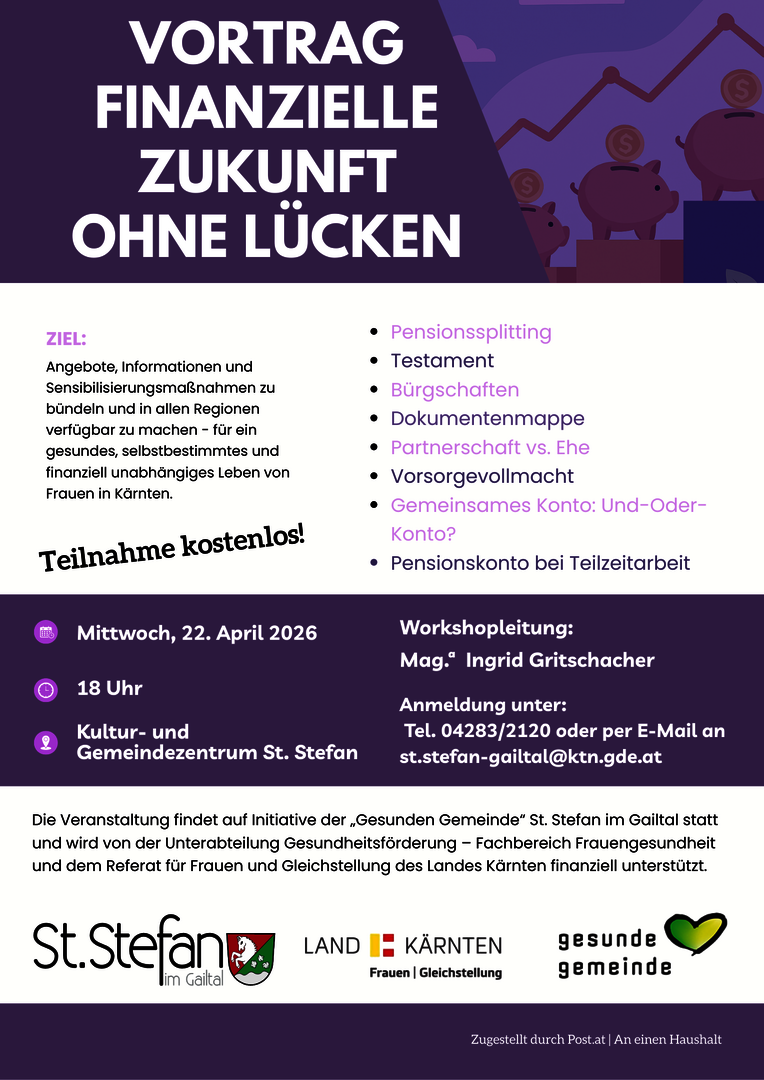 Vortrag "Finanzielle Zukunft ohne Lücken" 