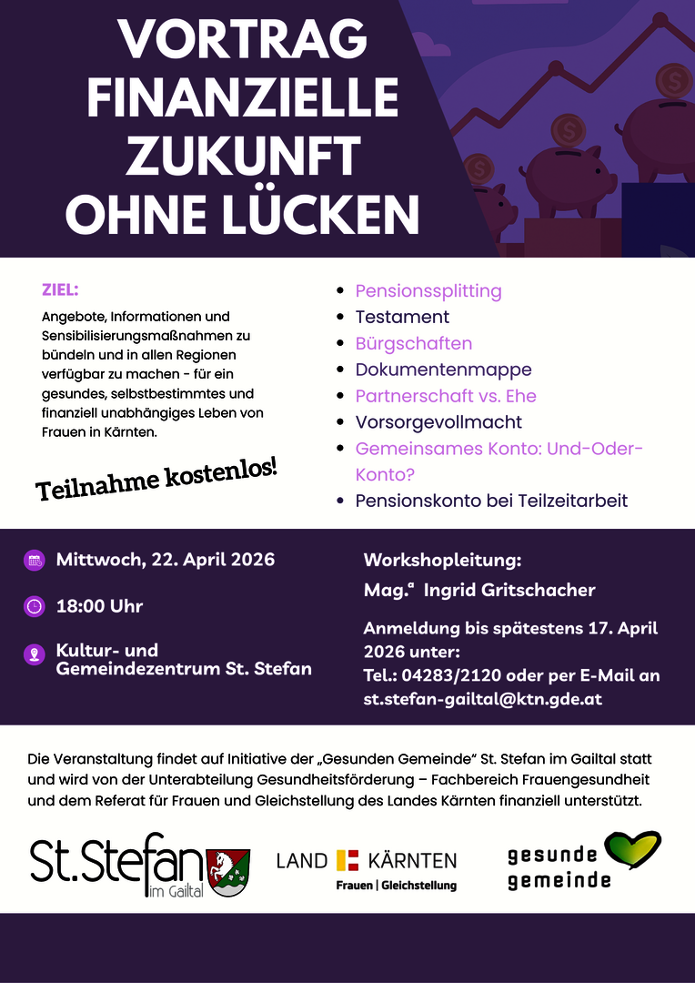 Vortrag Finanzielle Zukunft ohne Lücken